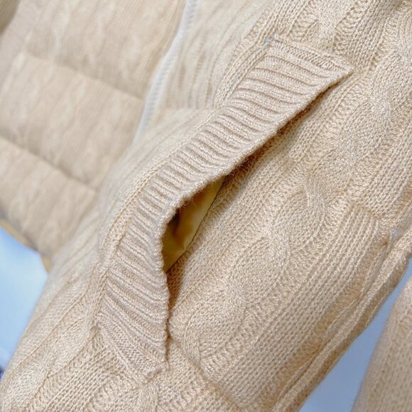 Ralph Lauren Cable Knit Textured Stand Collar Down Jacket - Picture 5 of 7